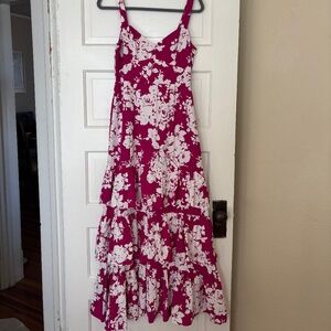 Abercrombie & Fitch Drama Ruffle Tiered Maxi Dress in Pink Floral